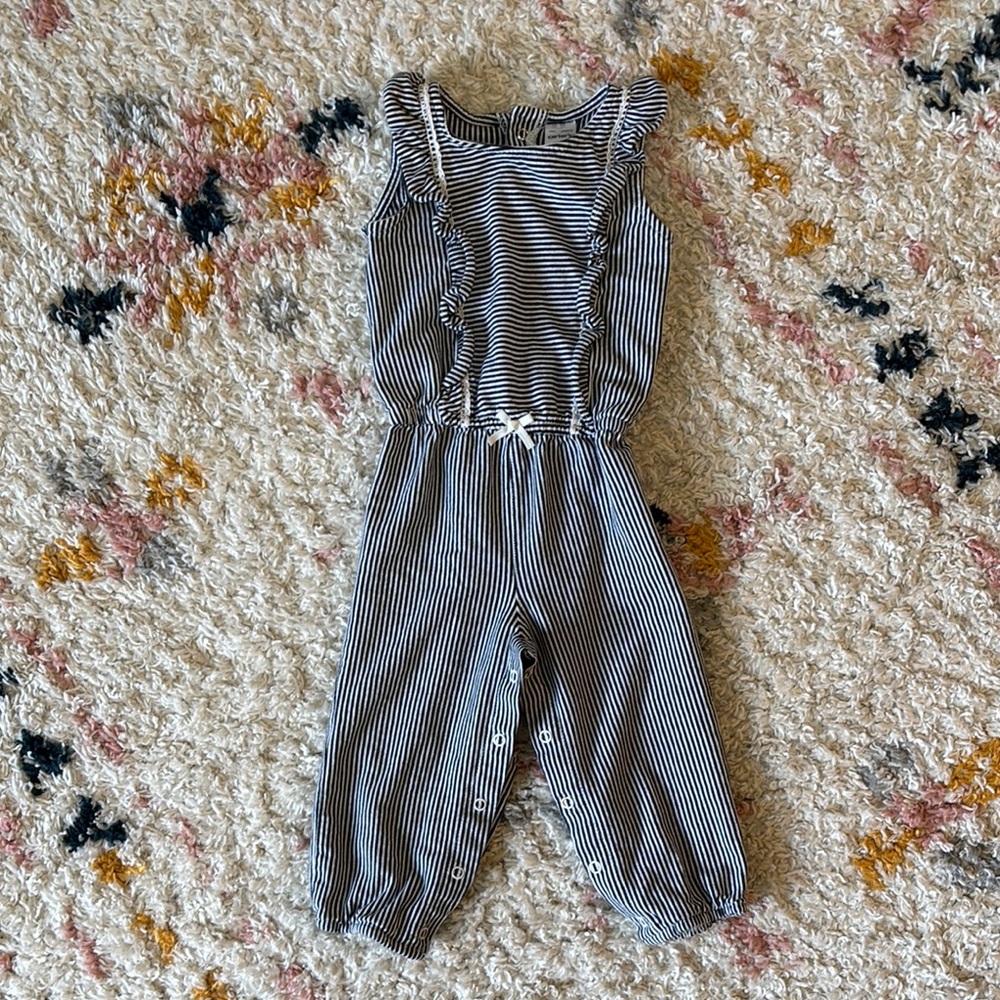 Striped baby girl romper